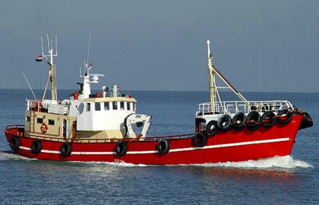 Schip voor een asverstrooiing op de Noordzee vanuit Scheveningen